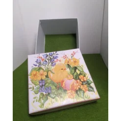 " Osterküken Frühlingsgruß ", Geschenkkarton mit Serviettenmotiv