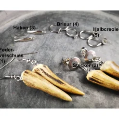 1 Paar Ohrringe, Edelstahl und Horn, Auswahl