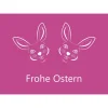 5 Postkarten Frohe Ostern, mit fröhlichen Hasen auf Pink