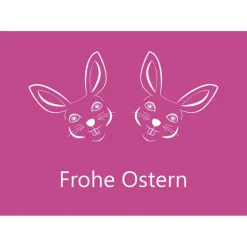 5 Postkarten Frohe Ostern, mit fröhlichen Hasen auf Pink