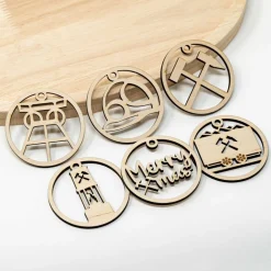 6 Ruhrpott Holzanhänger – Weihnachtsset | Pott Weihnachtsschmuck Motiv | Holz Baumschmuck