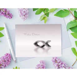 12 schlichte blanko Osterkarten (Klappkarten) im Set DIN A6 inkl. 12x haftklebender Umschlag (C6) inkl. 6 Anhänger