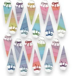 20 Schultüten gestanzt aus Tonkarton – Bunte Minischultüten für Streudeko, Scrapbooking & Kartengestaltung zum Schulanfang