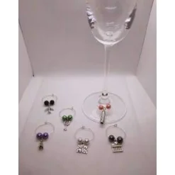 6 Sektringe - Markierungsringe für Stielgläser, Anhänger Reise