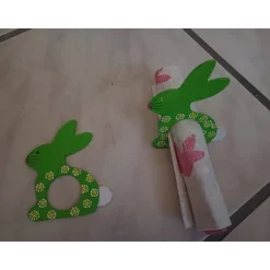 2 Serviettenringe Hase, grün