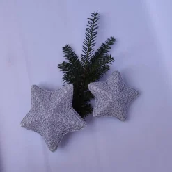 2 silberfarbene Sterne