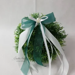 10 St. Autoschleifen DUNKELGRÜN mit WEISS oder CREME - Antennenschleifen zur Hochzeit