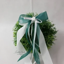 10 St. Autoschleifen DUNKELGRÜN mit WEISS oder CREME - Antennenschleifen zur Hochzeit