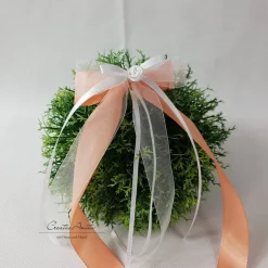 10 St. Autoschleifen in APRICOT mit WEISS oder CREME - Antennenschleifen zur Hochzeit