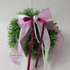 10 St. Autoschleifen in BEERE mit WEISS oder CREME - Antennenschleifen zur Hochzeit