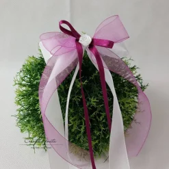 10 St. Autoschleifen in BEERE mit WEISS oder CREME - Antennenschleifen zur Hochzeit