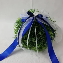 10 St. Autoschleifen in BLAU mit WEIß oder CREME Antennenschleifen zur Hochzeit