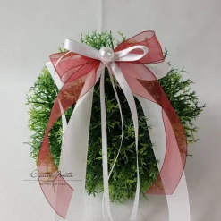 10 St. Autoschleifen in BORDEAUX mit WEIß oder CREME - Antennenschleifen zur Hochzeit