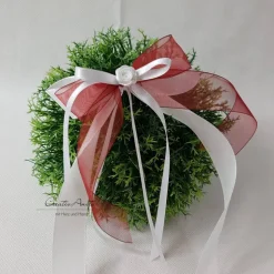 10 St. Autoschleifen in BORDEAUX mit WEIß oder CREME - Antennenschleifen zur Hochzeit