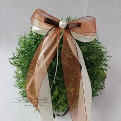 10 St. Autoschleifen in BRAUN mit WEISS oder CREME - Weihnachtsschleifen - Antennenschleifen zur Hochzeit