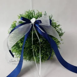 10 St. Autoschleifen in DUNKELBLAU WEISS oder CREME Antennenschleifen