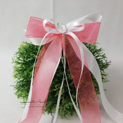 10 St. Autoschleifen in KORALLE mit WEISS oder CREME - Antennenschleifen zur Hochzeit