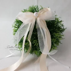 10 St. Autoschleifen in LACHS mit WEISS oder CREME - Antennenschleifen zur Hochzeit