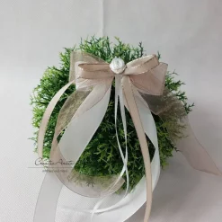 10 St. Autoschleifen in TAUPE mit WEISS oder CREME - Antennenschleifen zur Hochzeit