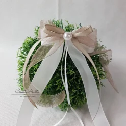 10 St. Autoschleifen in TAUPE mit WEISS oder CREME - Antennenschleifen zur Hochzeit