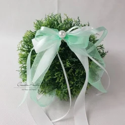 10 St. Autoschleifen MINT in WEISS oder CREME Antenne Hochzeit