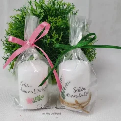 2 St. Kerzen als Mitbringsel "Schön, dass es Dich gibt" - Geschenkset