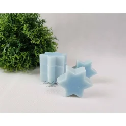5 Stück -  Sterne Seifensterne EISBLUME - BLAU - Kundenpräsent - Adventskalenderfüllung - Schafmilchseife