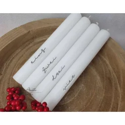 4 Stück Adventskranzkerzen - Stabkerzen eins-zwei-drei-vier