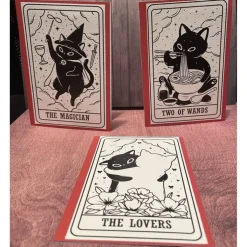 3 Stück Karten mit Umschlag, Tarotmotive, Katze