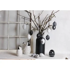 10 Stck. Ostereier schwarz weiß