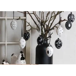 10 Stck. Ostereier schwarz weiß