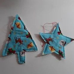 1 Stern klein und 1 Bäumchen Weihnachten zum Aufhängen, Set 14