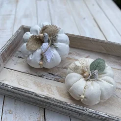 2 Stoffkürbisse aus Leinen Natur Herbst Dekoration