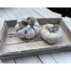 2 Stoffkürbisse aus Leinen Natur Herbst Dekoration