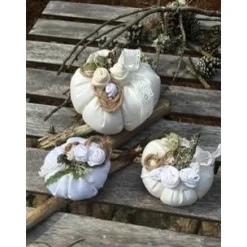 3 Stoffkürbisse Leinen Natur – Handgemachte Herbst Deko im Hygge Landhausstil