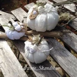 3 Stoffkürbisse Leinen Natur – Handgemachte Herbst Deko im Hygge Landhausstil
