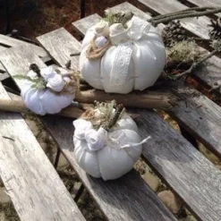 3 Stoffkürbisse Leinen Natur – Handgemachte Herbst Deko im Hygge Landhausstil