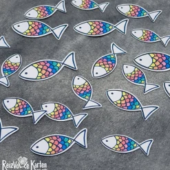 20 Streuteile Deko Regenbogen Fisch