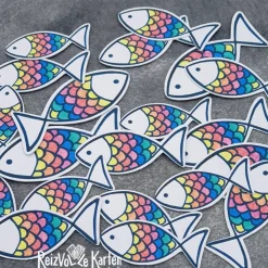 20 Streuteile Deko Regenbogen Fisch