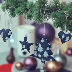 4- teilige blaue Weihnachtsdeko zum aufhängen