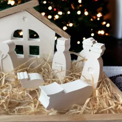 13 teilige Krippe aus Raysin mit Beleuchtung zur Weihnachtszeit personalisiert