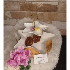 2- teilige Stern-Etagere mit Goldrand