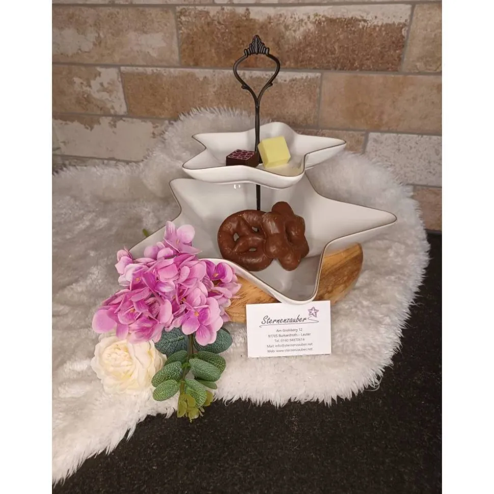 2- teilige Stern-Etagere mit Goldrand