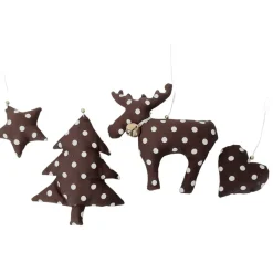 4- teilige Weihnachtsdeko zum aufhängen braun gepunktet