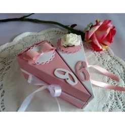 2 Tortenstücke in rosa/weiß für Geldgeschenk/Gastgeschenk zur Hochzeit