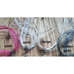 1 Trachten Halsband, Trachtenkette, Organza, Edelweißanhänger, 11 Farben zur Wahl