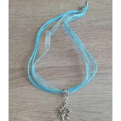 1 Trachten Halsband, Trachtenkette, Organza, Edelweißanhänger, 11 Farben zur Wahl