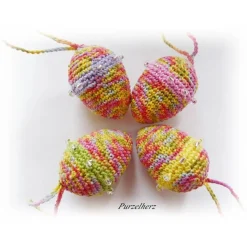 4 Umhäkelte Ostereier zum Aufhängen u. zur Tischdeko - Gastgeschenk,sammeln,Dekoeier,Ostern,bunt