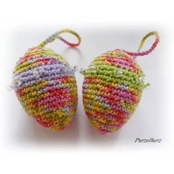 4 Umhäkelte Ostereier zum Aufhängen u. zur Tischdeko - Gastgeschenk,sammeln,Dekoeier,Ostern,bunt