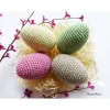 4 umhäkelte Ostereier zur Tischdeko - Gastgeschenk,Ostern,Dekoeier,festlich,modern,grün,altrosa
